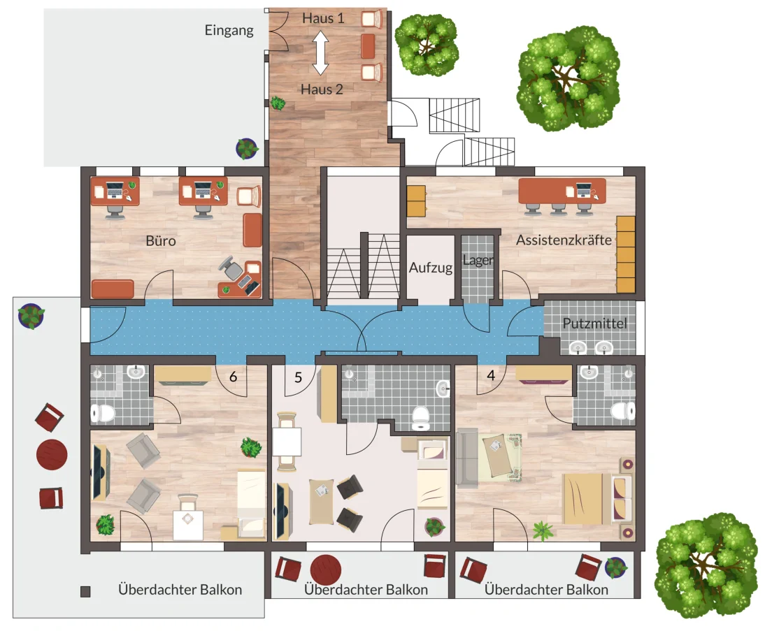 Grundriss vom Erdgeschoss Haus 2.